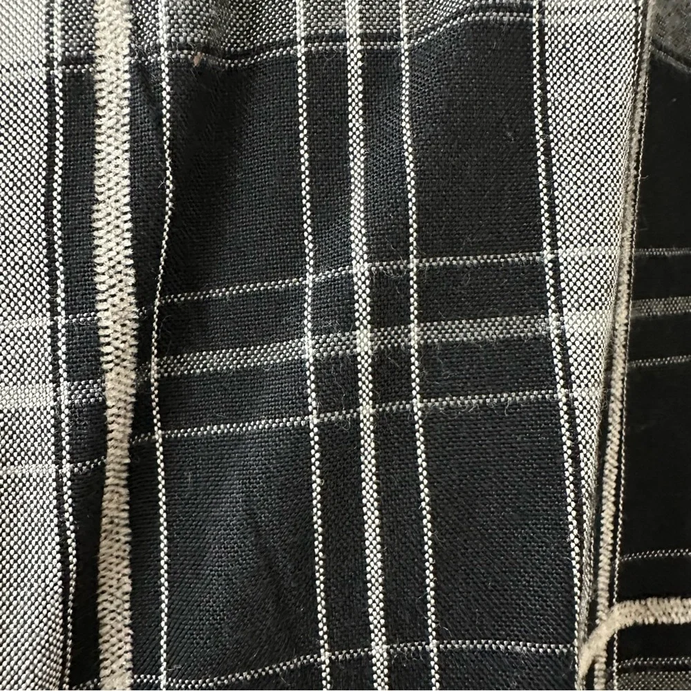 Max Studio Black & White Plaid Button Down Shirt with Ruffle Sleeves, Size Small - Picture 6 of 10